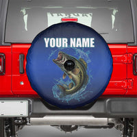 Custom Jumping Bass Fishing Spare Tire Cover with Water Splash and Lightning Background - Wonder Print Shop