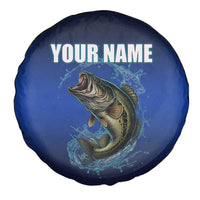 Custom Jumping Bass Fishing Spare Tire Cover with Water Splash and Lightning Background - Wonder Print Shop