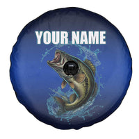 Custom Jumping Bass Fishing Spare Tire Cover with Water Splash and Lightning Background - Wonder Print Shop