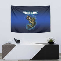 Custom Jumping Bass Fishing Tapestry with Water Splash and Lightning Background - Wonder Print Shop