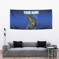 Custom Jumping Bass Fishing Tapestry with Water Splash and Lightning Background - Wonder Print Shop