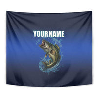 Custom Jumping Bass Fishing Tapestry with Water Splash and Lightning Background - Wonder Print Shop