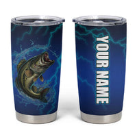 Custom Jumping Bass Fishing Tumbler Cup with Water Splash and Lightning Background - Wonder Print Shop