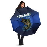 Custom Jumping Bass Fishing Umbrella with Water Splash and Lightning Background - Wonder Print Shop