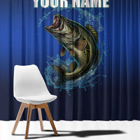 Custom Jumping Bass Fishing Window Curtain with Water Splash and Lightning Background - Wonder Print Shop