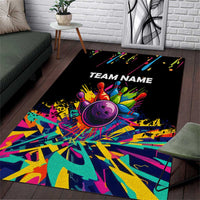 Colorful Bowling Ball and Pins Graphic Area Rug Custom with Paint Splash - Wonder Print Shop