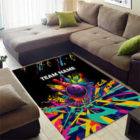 Colorful Bowling Ball and Pins Graphic Area Rug Custom with Paint Splash - Wonder Print Shop