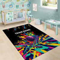 Colorful Bowling Ball and Pins Graphic Area Rug Custom with Paint Splash - Wonder Print Shop