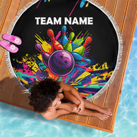 Colorful Bowling Ball and Pins Graphic Beach Blanket Custom with Paint Splash - Wonder Print Shop