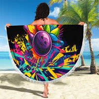 Colorful Bowling Ball and Pins Graphic Beach Blanket Custom with Paint Splash - Wonder Print Shop