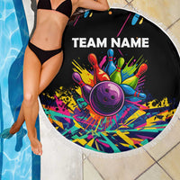 Colorful Bowling Ball and Pins Graphic Beach Blanket Custom with Paint Splash - Wonder Print Shop