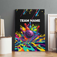 Colorful Bowling Ball and Pins Graphic Canvas Wall Art Custom with Paint Splash - Wonder Print Shop