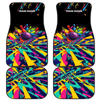 Colorful Bowling Ball and Pins Graphic Car Mats Custom with Paint Splash - Wonder Print Shop