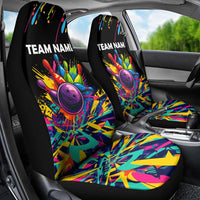 Colorful Bowling Ball and Pins Graphic Car Seat Cover Custom with Paint Splash - Wonder Print Shop