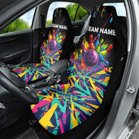 Colorful Bowling Ball and Pins Graphic Car Seat Cover Custom with Paint Splash - Wonder Print Shop