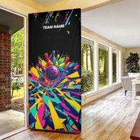 Colorful Bowling Ball and Pins Graphic Door Cover Custom with Paint Splash - Wonder Print Shop
