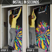 Colorful Bowling Ball and Pins Graphic Door Cover Custom with Paint Splash - Wonder Print Shop