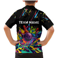 Colorful Bowling Ball and Pins Graphic Family Matching Mermaid Dress and Hawaiian Shirt Custom with Paint Splash - Wonder Print Shop