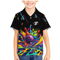 Colorful Bowling Ball and Pins Graphic Family Matching Mermaid Dress and Hawaiian Shirt Custom with Paint Splash - Wonder Print Shop