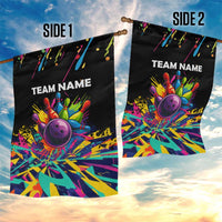 Colorful Bowling Ball and Pins Graphic Garden Flag Custom with Paint Splash - Wonder Print Shop