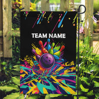 Colorful Bowling Ball and Pins Graphic Garden Flag Custom with Paint Splash - Wonder Print Shop