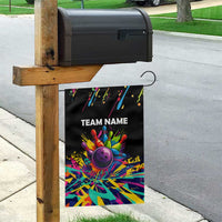 Colorful Bowling Ball and Pins Graphic Garden Flag Custom with Paint Splash - Wonder Print Shop