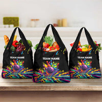 Colorful Bowling Ball and Pins Graphic Grocery Bag Custom with Paint Splash - Wonder Print Shop
