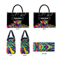 Colorful Bowling Ball and Pins Graphic Leather Bag Custom with Paint Splash - Wonder Print Shop