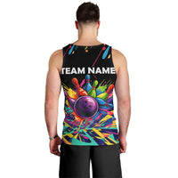 Colorful Bowling Ball and Pins Graphic Men Tank Top Custom with Paint Splash - Wonder Print Shop