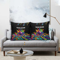 Colorful Bowling Ball and Pins Graphic Pillow Cover Custom with Paint Splash - Wonder Print Shop