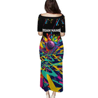 Colorful Bowling Ball and Pins Graphic Puletasi Custom with Paint Splash - Wonder Print Shop