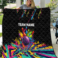 Colorful Bowling Ball and Pins Graphic Quilt Custom with Paint Splash - Wonder Print Shop