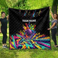 Colorful Bowling Ball and Pins Graphic Quilt Custom with Paint Splash - Wonder Print Shop