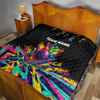 Colorful Bowling Ball and Pins Graphic Quilt Custom with Paint Splash - Wonder Print Shop