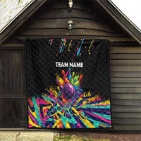 Colorful Bowling Ball and Pins Graphic Quilt Custom with Paint Splash - Wonder Print Shop