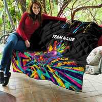 Colorful Bowling Ball and Pins Graphic Quilt Custom with Paint Splash - Wonder Print Shop
