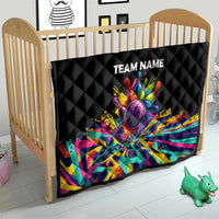 Colorful Bowling Ball and Pins Graphic Quilt Custom with Paint Splash - Wonder Print Shop