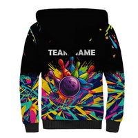 Colorful Bowling Ball and Pins Graphic Sherpa Hoodie Custom with Paint Splash - Wonder Print Shop