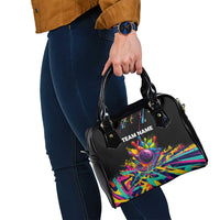 Colorful Bowling Ball and Pins Graphic Shoulder Handbag Custom with Paint Splash - Wonder Print Shop