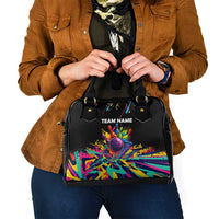 Colorful Bowling Ball and Pins Graphic Shoulder Handbag Custom with Paint Splash - Wonder Print Shop