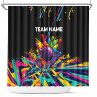 Colorful Bowling Ball and Pins Graphic Shower Curtain Custom with Paint Splash - Wonder Print Shop