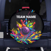 Colorful Bowling Ball and Pins Graphic Spare Tire Cover Custom with Paint Splash - Wonder Print Shop