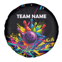 Colorful Bowling Ball and Pins Graphic Spare Tire Cover Custom with Paint Splash - Wonder Print Shop