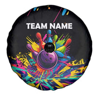 Colorful Bowling Ball and Pins Graphic Spare Tire Cover Custom with Paint Splash - Wonder Print Shop