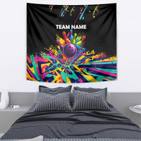 Colorful Bowling Ball and Pins Graphic Tapestry Custom with Paint Splash - Wonder Print Shop