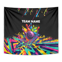 Colorful Bowling Ball and Pins Graphic Tapestry Custom with Paint Splash - Wonder Print Shop