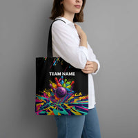Colorful Bowling Ball and Pins Graphic Tote Bag Custom with Paint Splash - Wonder Print Shop