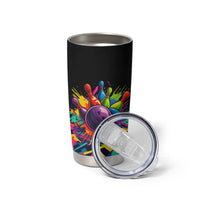 Colorful Bowling Ball and Pins Graphic Tumbler Cup Custom with Paint Splash - Wonder Print Shop