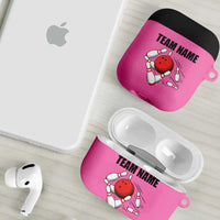 Pink and Black Bowling AirPods Case Design with Red Ball and Pins and Custom Team Name Graphic - Wonder Print Shop