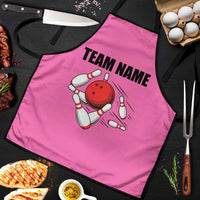 Pink and Black Bowling Apron Design with Red Ball and Pins and Custom Team Name Graphic - Wonder Print Shop